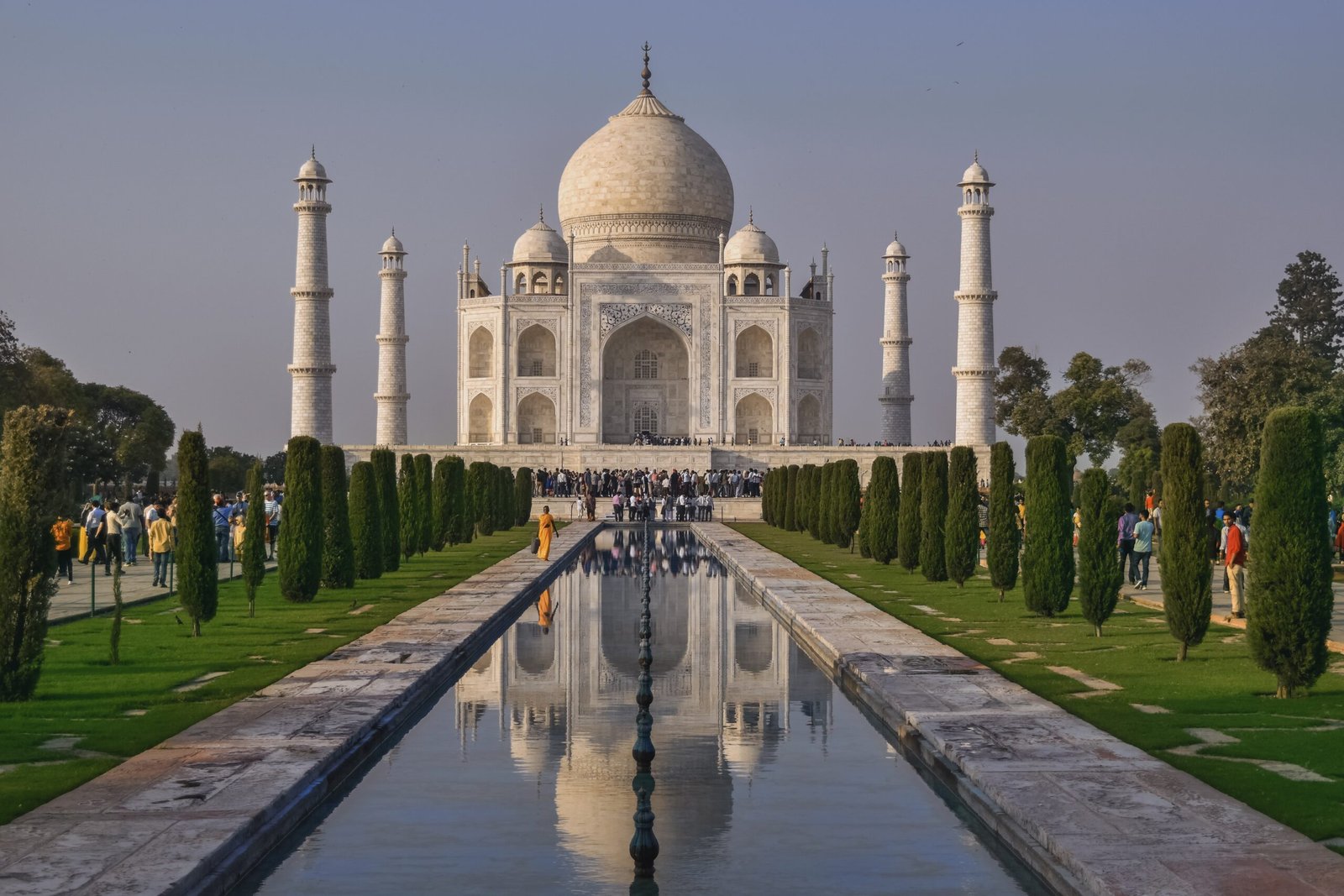 A picturesque view of the Taj Mahal, reflecting the beauty of the Agra Taj Mahal Tours